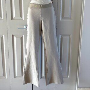 BCBG Max Azria High-Waisted Flare Pants in Cream. Small